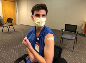 Dan Kowalsky after receiving vaccine